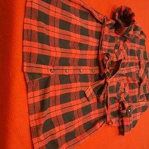 Red /black  woman shirt with extra length